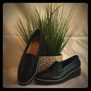 Black Leather Platform Loafer by Clarks